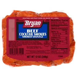 Bryan Beef Cocktail Smokies Smoked Sausage, 12 oz.