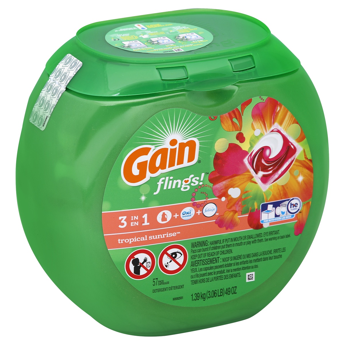 slide 1 of 1, Gain Detergent 57 ea, 57 ct