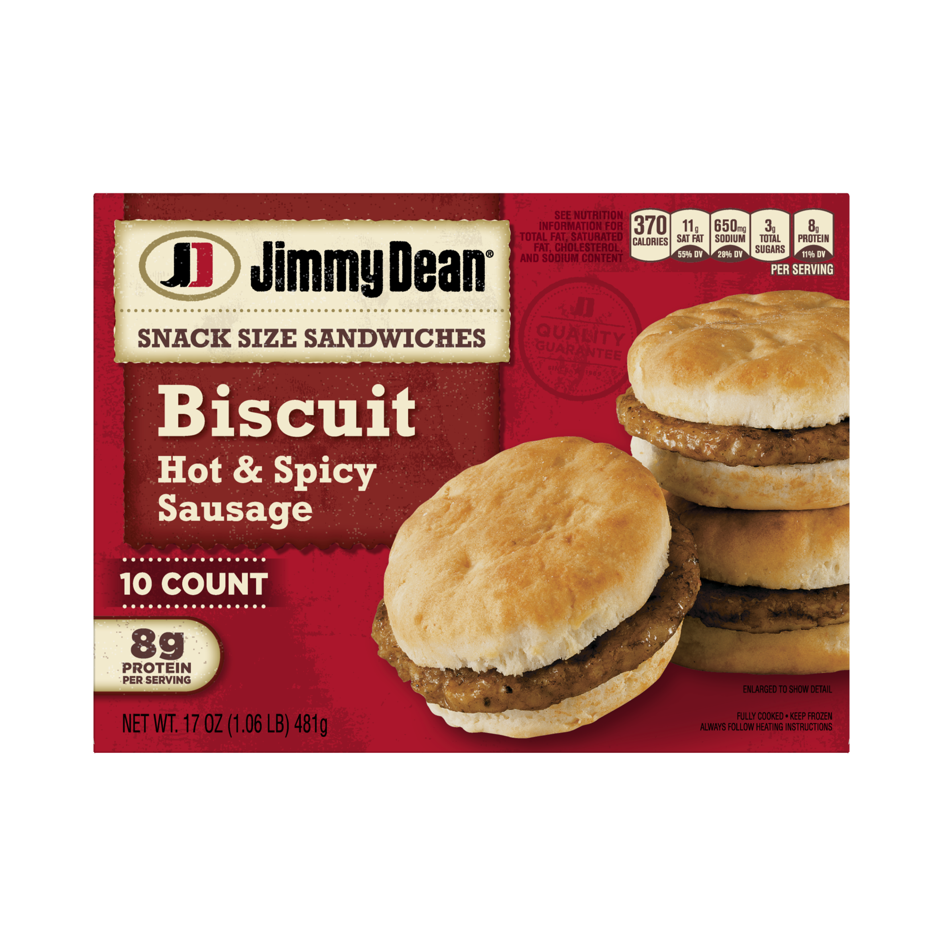 slide 6 of 10, Jimmy Dean Hot & Spicy Sausage Biscuit, 481.94 g