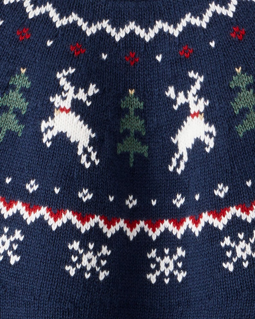 slide 3 of 3, Littleplanet Toddler Fair Isle Organic Cotton Sweater Royal Scott Blue 3T, 3T