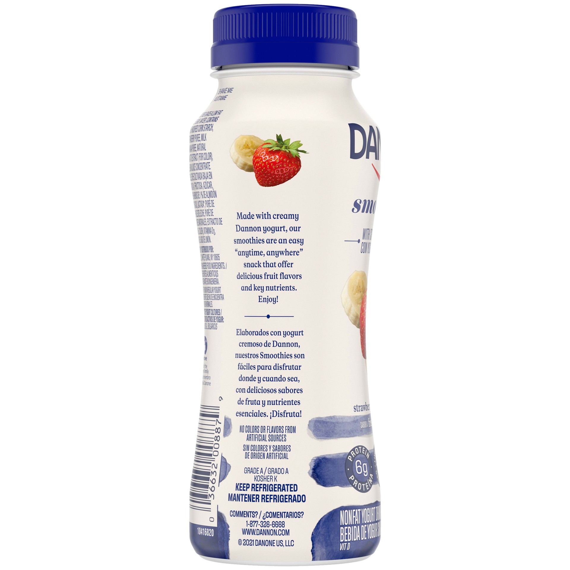 slide 4 of 4, Dannon Strawberry Banana Smoothie Low Fat Yogurt Drink, Gluten Free On the Go Snacks with Strawberry Banana Flavor, Excellent Source of Calcium and Vitamin D, 7 FL OZ Bottle, 7 fl oz