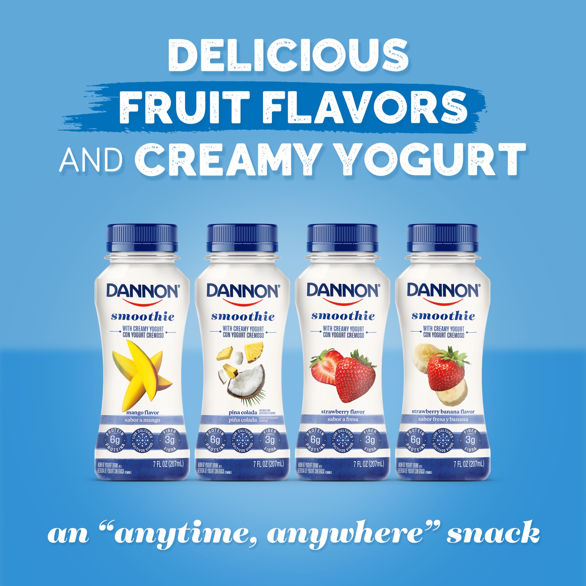 Dannon Nonfat Yogurt Strawberry Banana Smoothie Bottle 7 fl oz Shipt