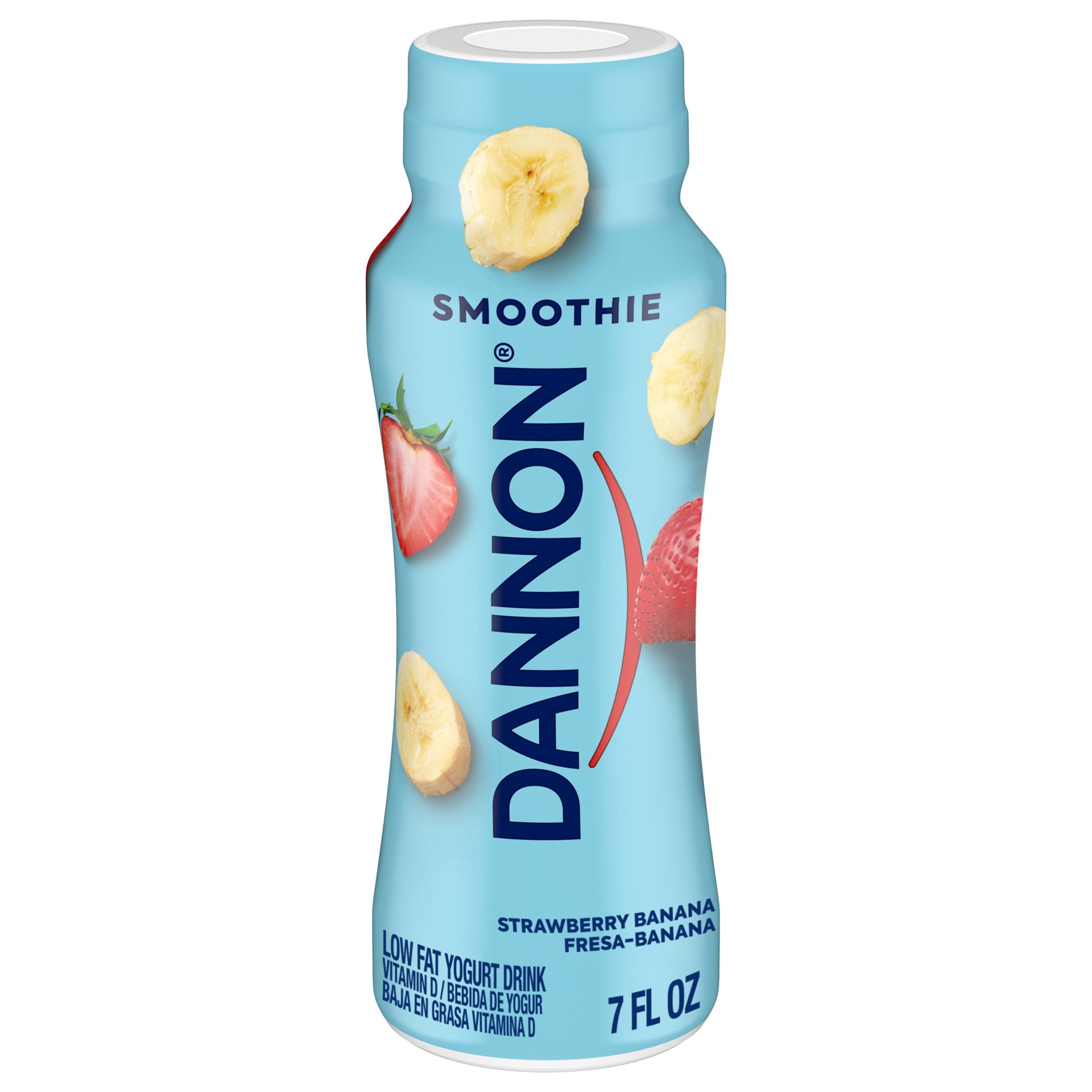 slide 1 of 4, Dannon Strawberry Banana Smoothie Low Fat Yogurt Drink, Gluten Free On the Go Snacks with Strawberry Banana Flavor, Excellent Source of Calcium and Vitamin D, 7 FL OZ Bottle, 7 fl oz