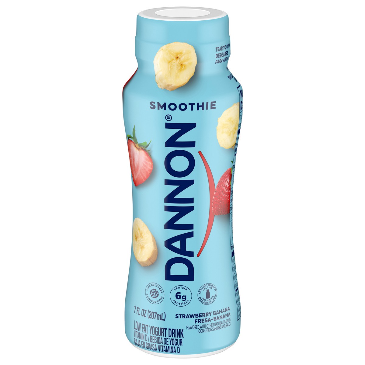 slide 1 of 4, Dannon Strawberry Banana Smoothie Low Fat Yogurt Drink, 7 FL OZ Bottle, 7 fl oz