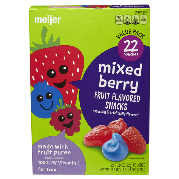 slide 1 of 1, Meijer Mixed Berry Fruit Flavored Snacks, 16 oz