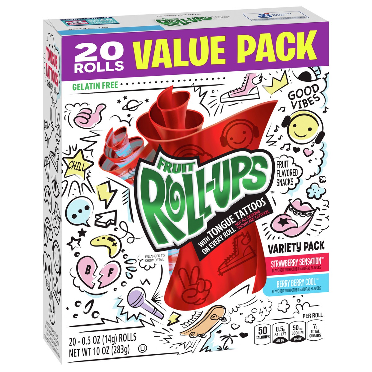 slide 4 of 9, Fruit Roll-Ups Fruit Flavored Snacks, Variety Value Pack, 0.5 oz, 20 ct, 20 ct