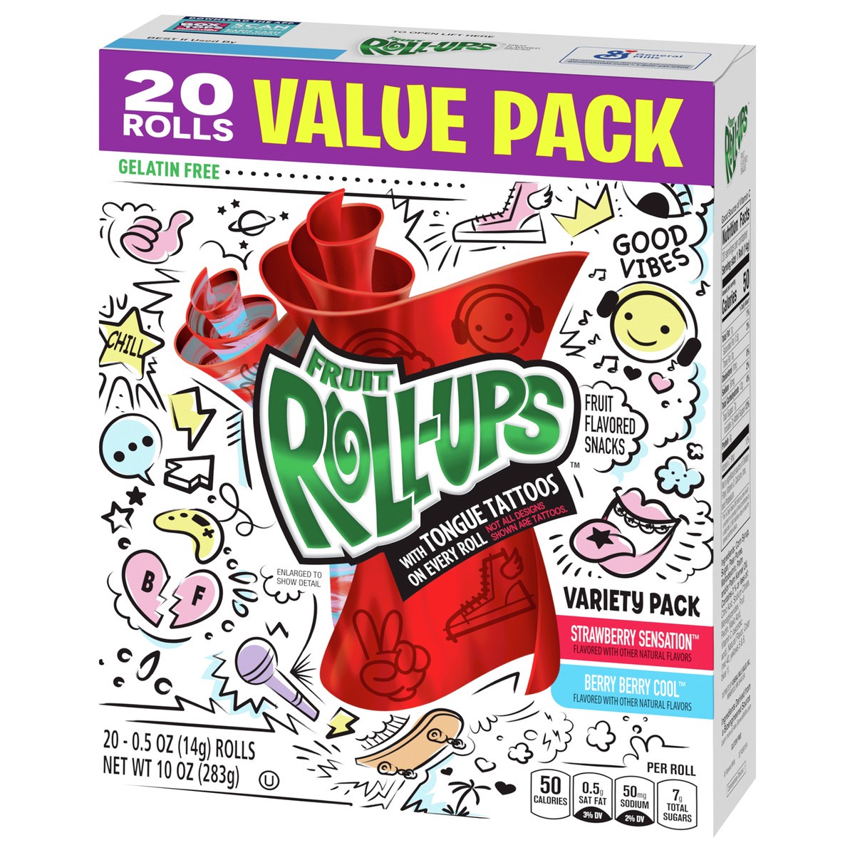 slide 6 of 9, Fruit Roll-Ups Fruit Flavored Snacks, Variety Value Pack, 0.5 oz, 20 ct, 20 ct