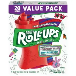 Fruit Roll-Ups Fruit Flavored Snacks, Variety Value Pack, 0.5 oz, 20 ct