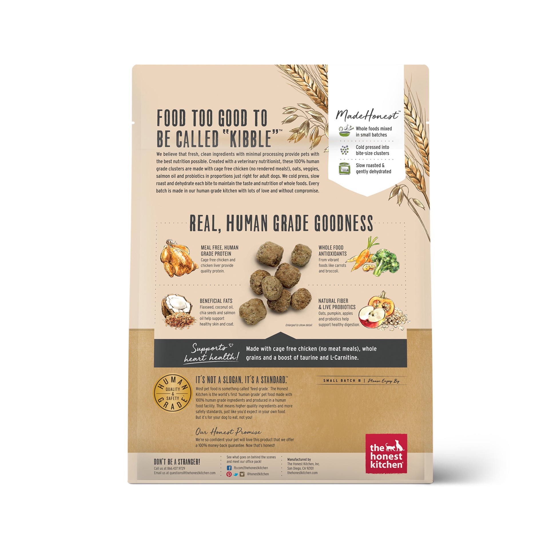 slide 3 of 8, The Honest Kitchen Whole Food Clusters Whole Food Clusters Whole Grain Chicken & Oat Dry Dog Food, 1 lb Bag, 1 lb