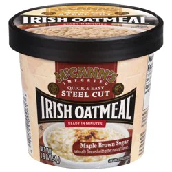 McCann's Imported Maple Brown Sugar Quick & Easy Steel Cut Irish Oatmeal, Instant Oatmeal, Kosher, 1.9 OZ Cup
