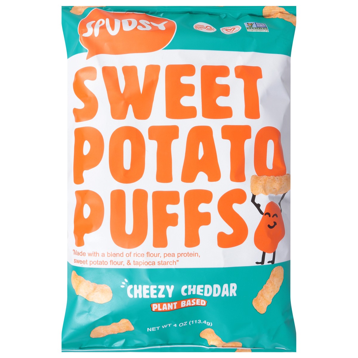 slide 1 of 9, Spudsy Cheesy Cheddar Sweet Potato Puffs 4 oz, 4 oz