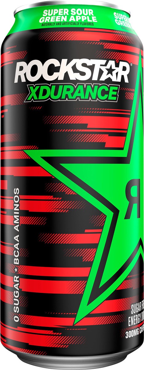 slide 2 of 7, Rockstar Xdurance Sugar Free Energy Drink Super Sours Green Apple Artificial Flavor 16 Fl Oz, 16 fl oz