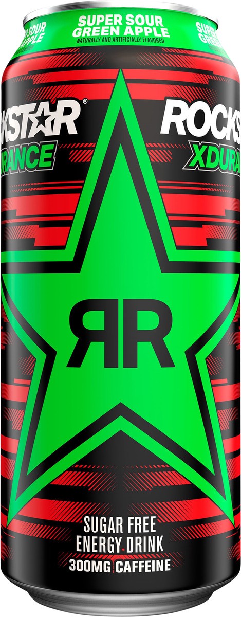 slide 3 of 7, Rockstar Xdurance Sugar Free Energy Drink Super Sours Green Apple Artificial Flavor 16 Fl Oz, 16 fl oz