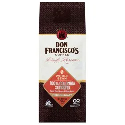 Don Francisco's 100% Colombia Supremo Whole Bean Coffee - 12 oz Bag