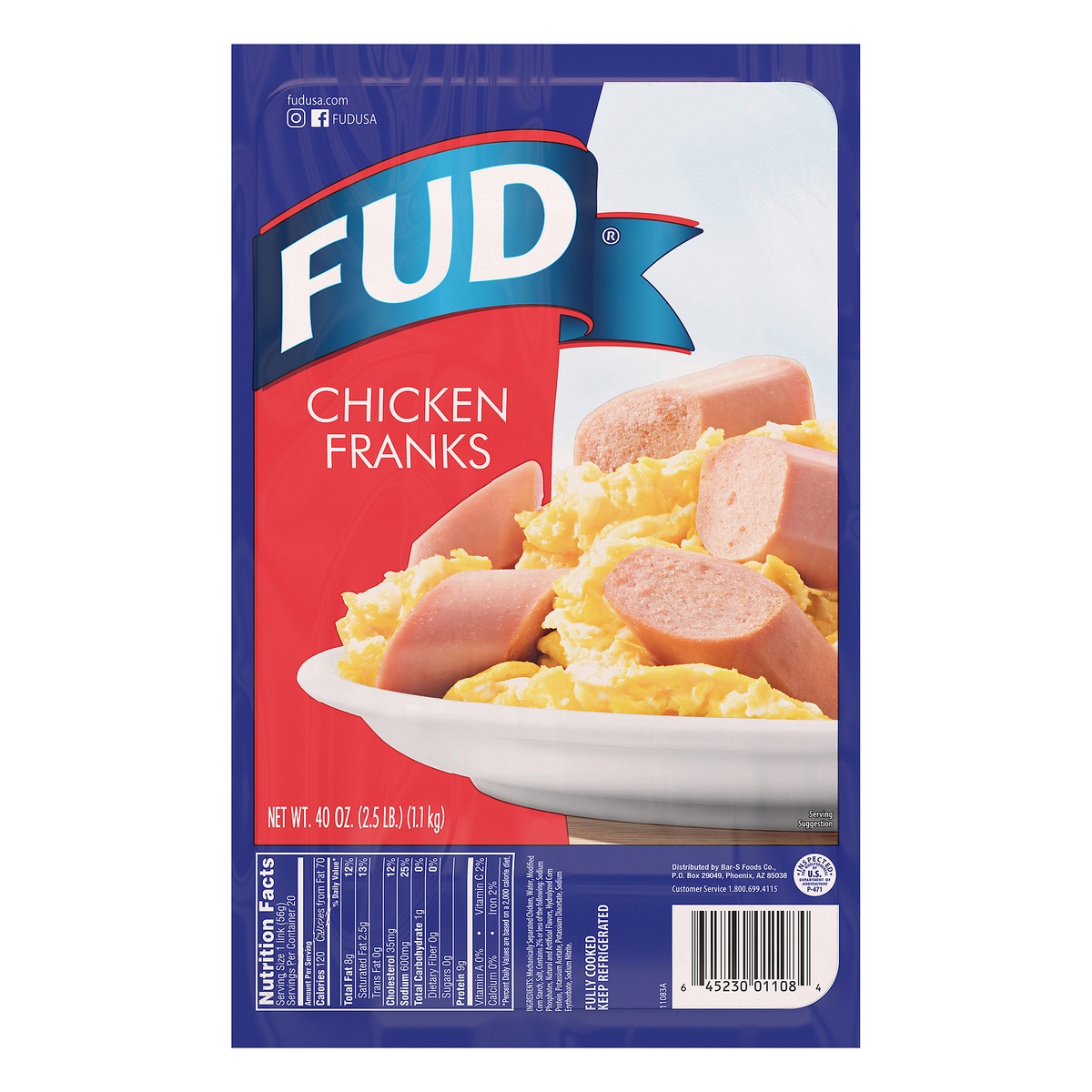 slide 1 of 1, FUD Chicken Franks, 20 ct