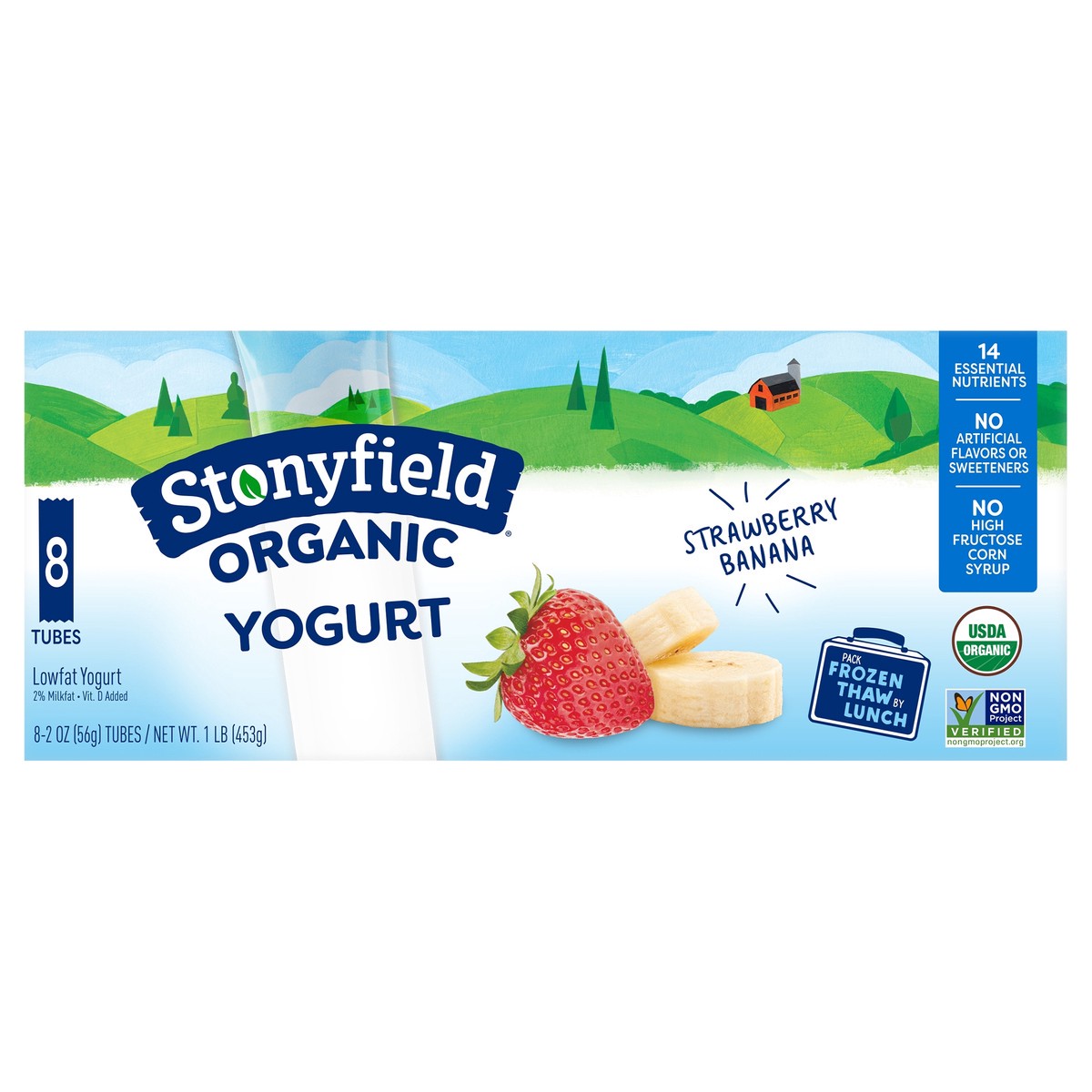 slide 1 of 2, Stonyfield Organic Kids Strawberry Banana Whole Milk Yogurtes, 16 oz