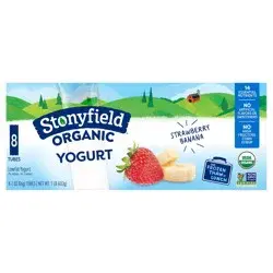 Stonyfield Organic Kids Strawberry Banana Whole Milk Yogurtes