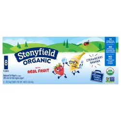 Stonyfield Organic Kids Reduced Fat Yogurt Tubes, Strawberry Banana, 8ct