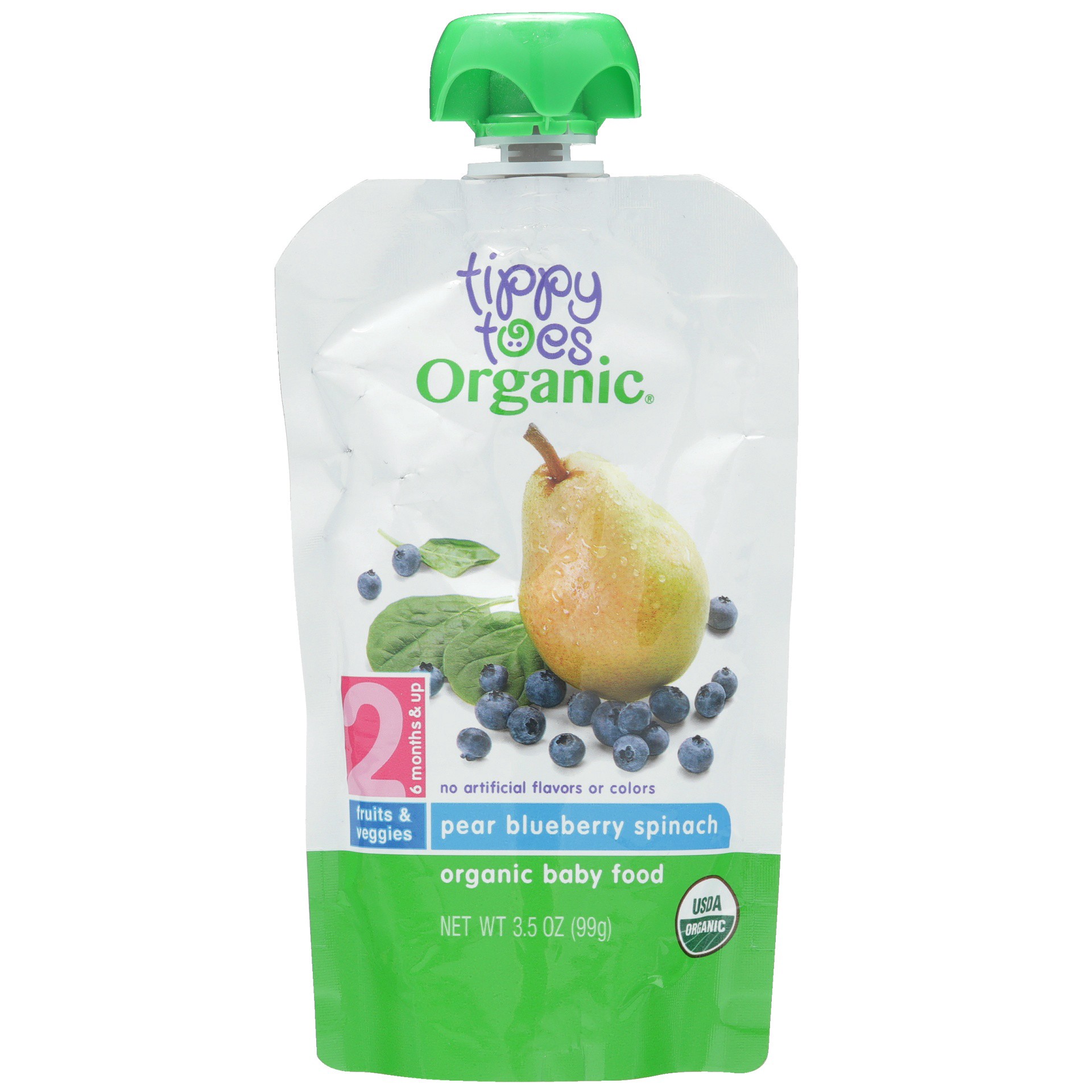 slide 1 of 6, Tippy Toes Organic 2 Pear Bluberry Spinach Baby Food, 3.5 oz