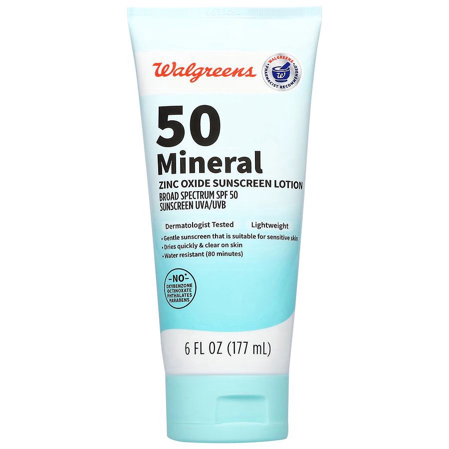 slide 1 of 3, Walgreens Mineral Zinc Oxide Sunscreen Lotion, 6 fl oz