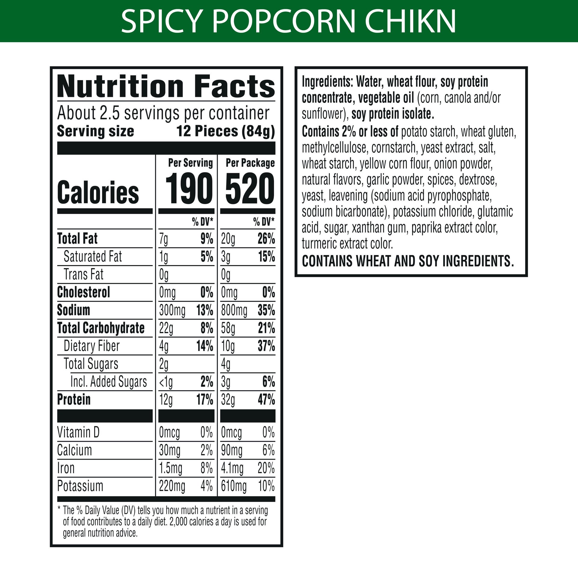 slide 4 of 5, MorningStar Farms Veggitizers Meatless Popcorn Chicken, Spicy, 8 oz, Frozen, 8 oz