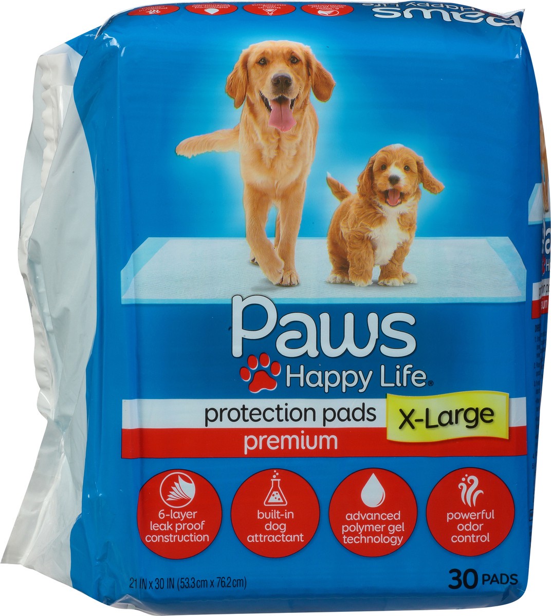 slide 3 of 9, Paws Happy Life X-Large Protection Pads 30 ea, 30 ct