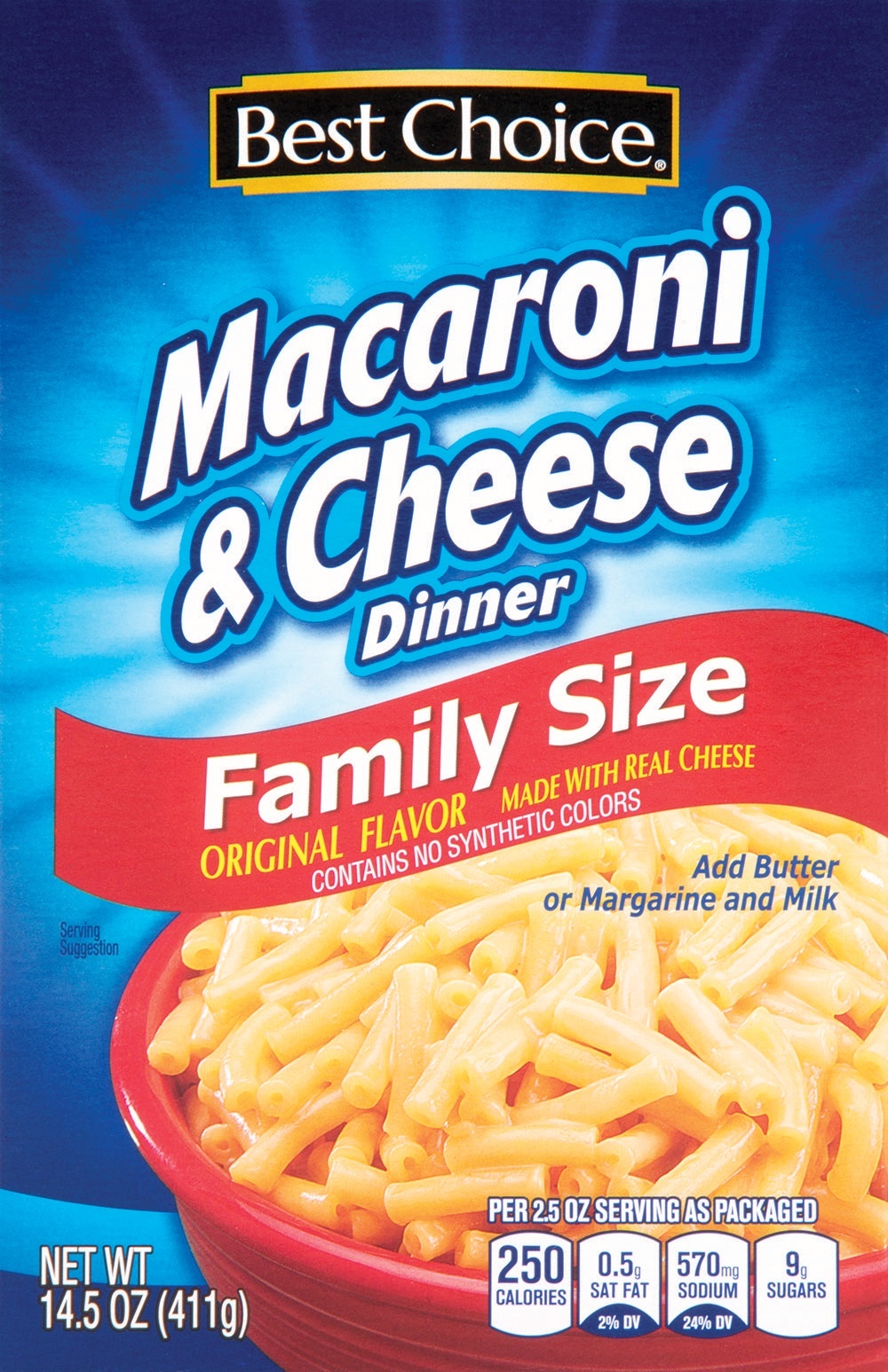 slide 1 of 1, Best Choice Family Size Macaroni & Cheese, 14.5 oz