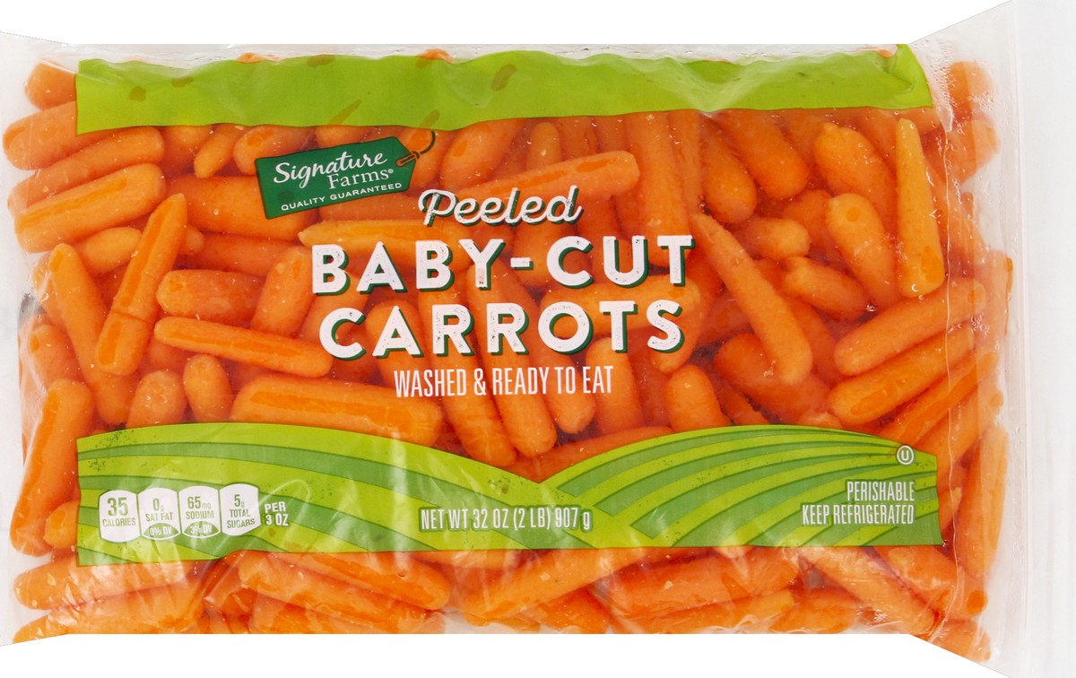 slide 1 of 6, Signature Farms Carrots Baby-Cut Peeled, 32 oz