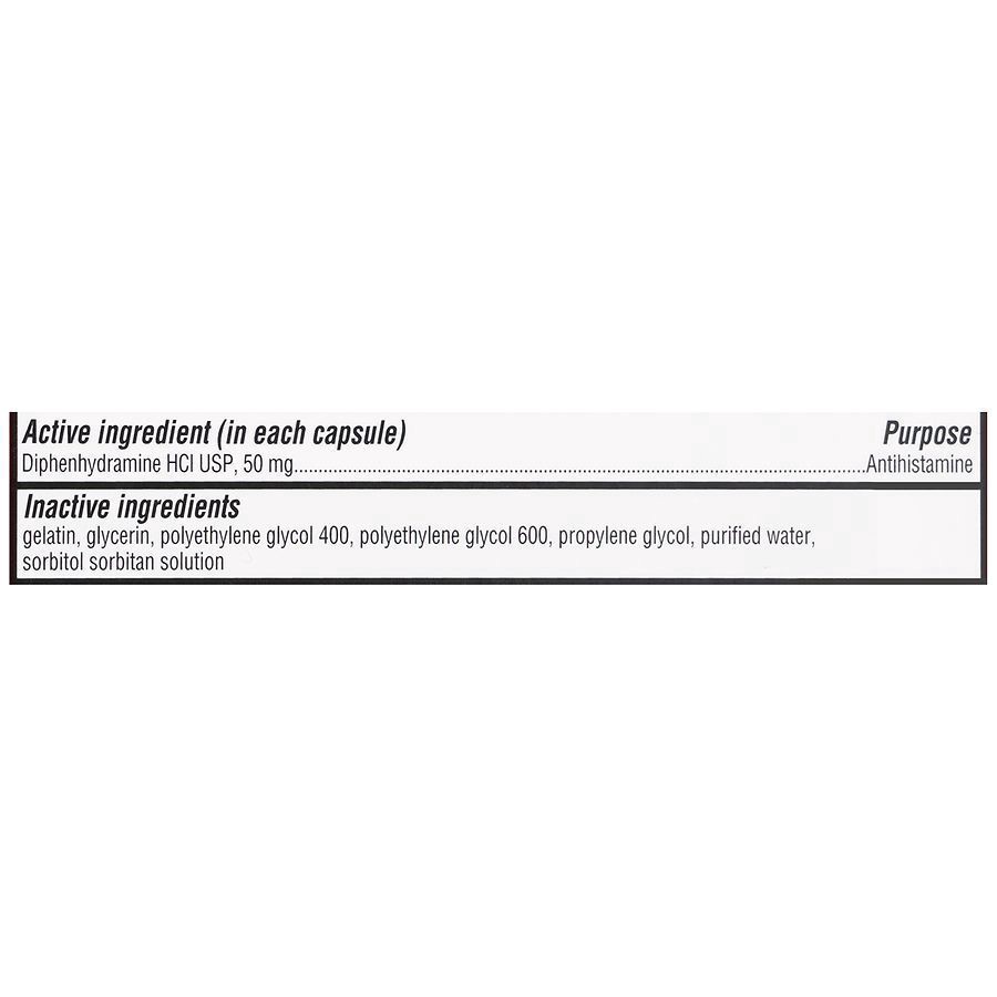 slide 3 of 5, Walgreens Allergy Relief Diphenhydramine HCl USP 50 mg Softgels Extra Strength, 100 ct