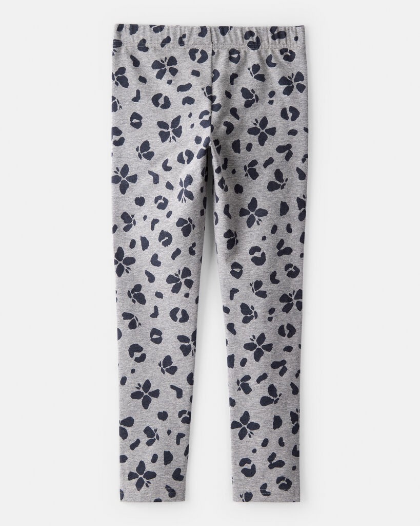 slide 2 of 3, Carter's Carters Girls Butterfly Leopard Print Pull-On Stretch Leggings - Grey Grey 6-6X, 1 ct