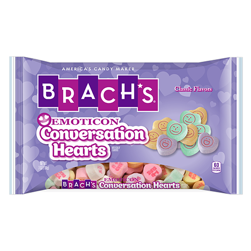slide 1 of 1, Brach's Emoticon Conversation Hearts Candy, 7 oz