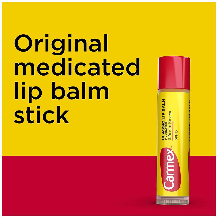 slide 2 of 5, Carmex SPF 15 Medicated Lip Balm Sticks, Moisturizer for Dry, Chapped Lips, 4 ct; 0.15 oz