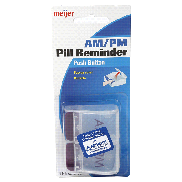 slide 1 of 1, Meijer AM/PM Pill Reminder Push Button, 1 ct