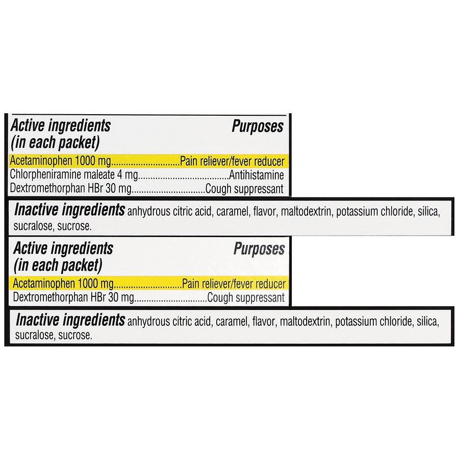 slide 5 of 5, Walgreens Daytime & Nighttime Flu Relief Packets Maximum Strength Honey Lemon, 6 ct x 2 ct