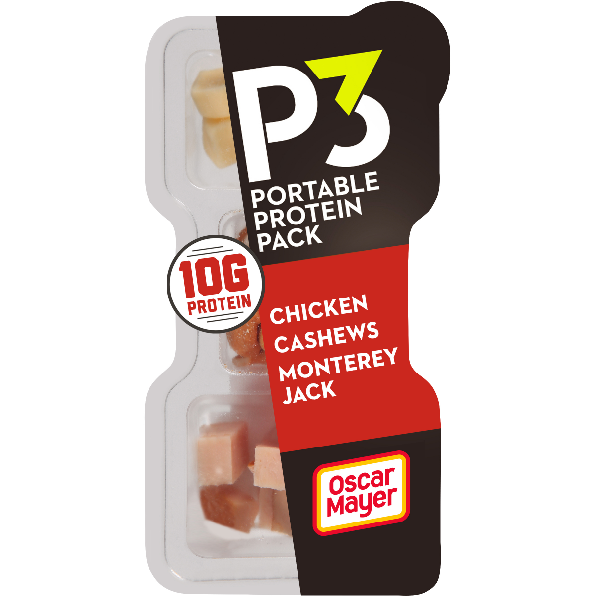 slide 1 of 4, P3 Portable Protein Snack Pack with Chicken, Cashews & Monterey Jack Cheese, 2 oz Tray, 