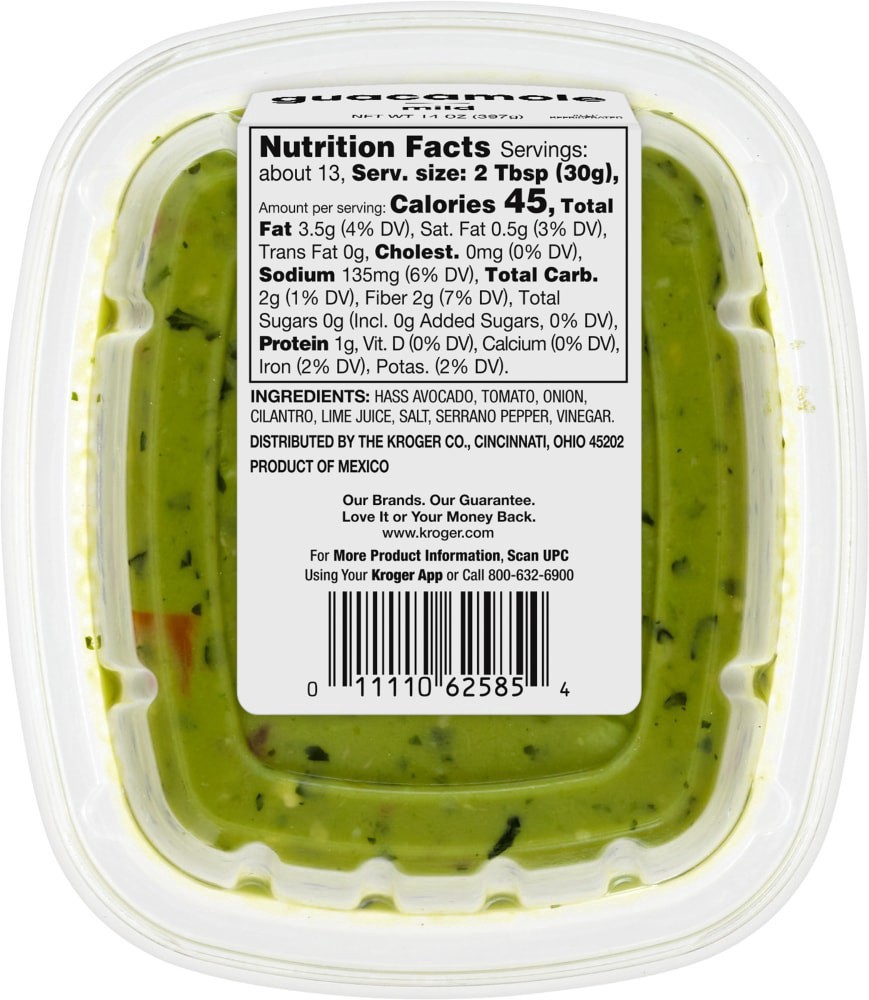 slide 2 of 3, Kroger Mild Guacamole, 14 oz