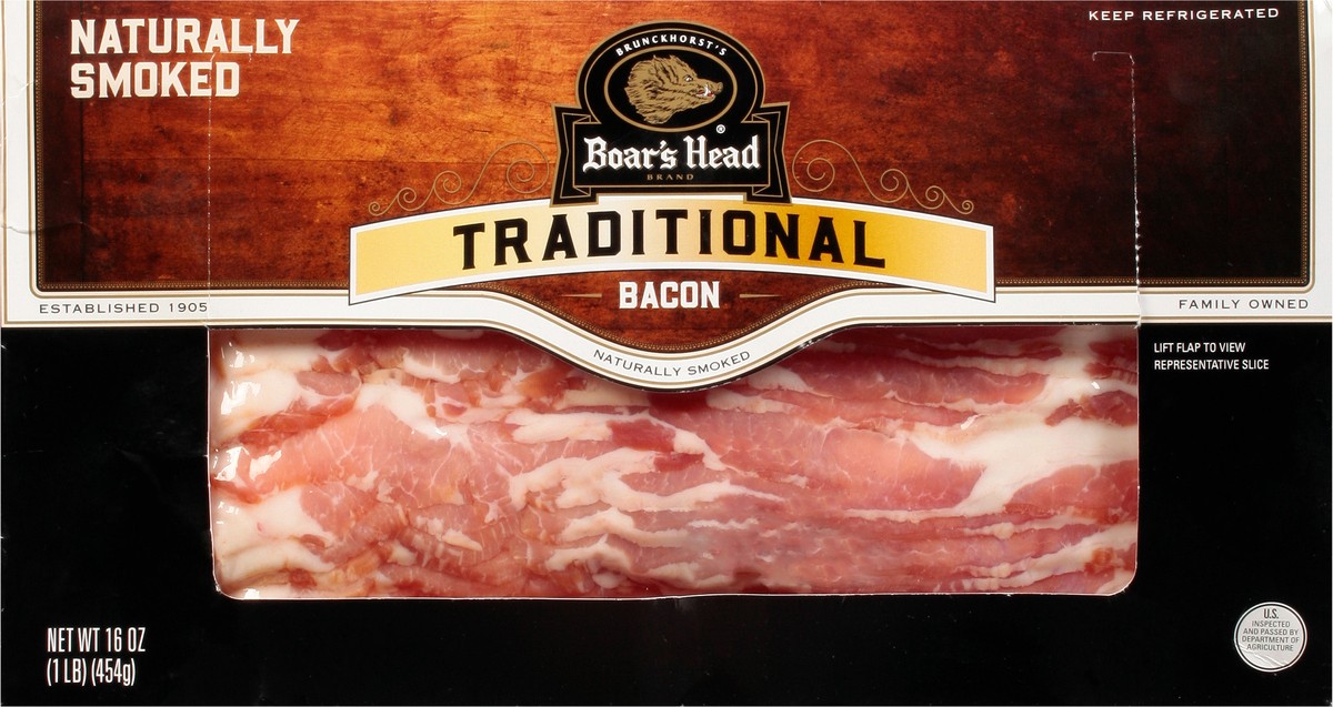 slide 2 of 14, Boar's Head Naturally Smoked Traditional Bacon 16 oz, 16 oz