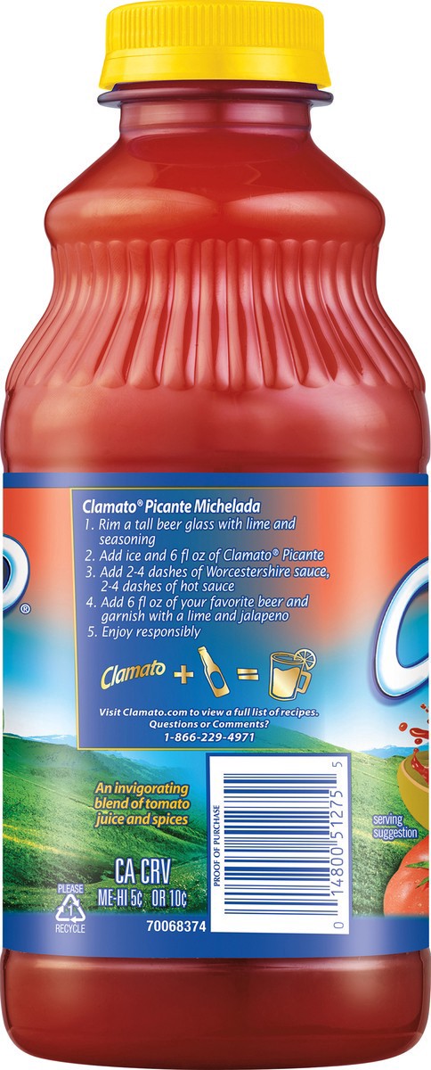 slide 2 of 7, Clamato Picante Tomato Cocktail 32 fl oz Bottle, 32 fl oz