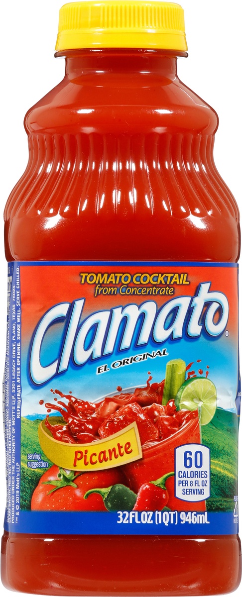 slide 10 of 11, Clamato Picante Tomato Cocktail, 32 fl oz