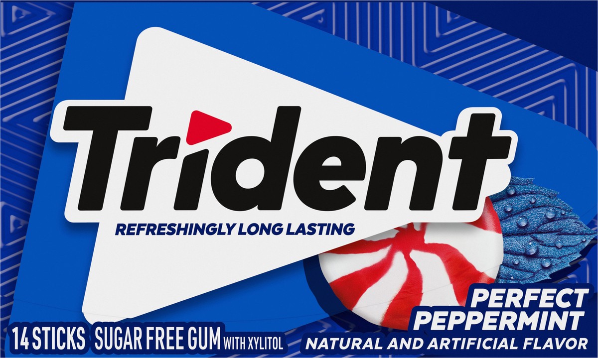 slide 6 of 9, Trident Perfect Peppermint Sugar Free Gum, 14 Piece Pack, 0.06 lb