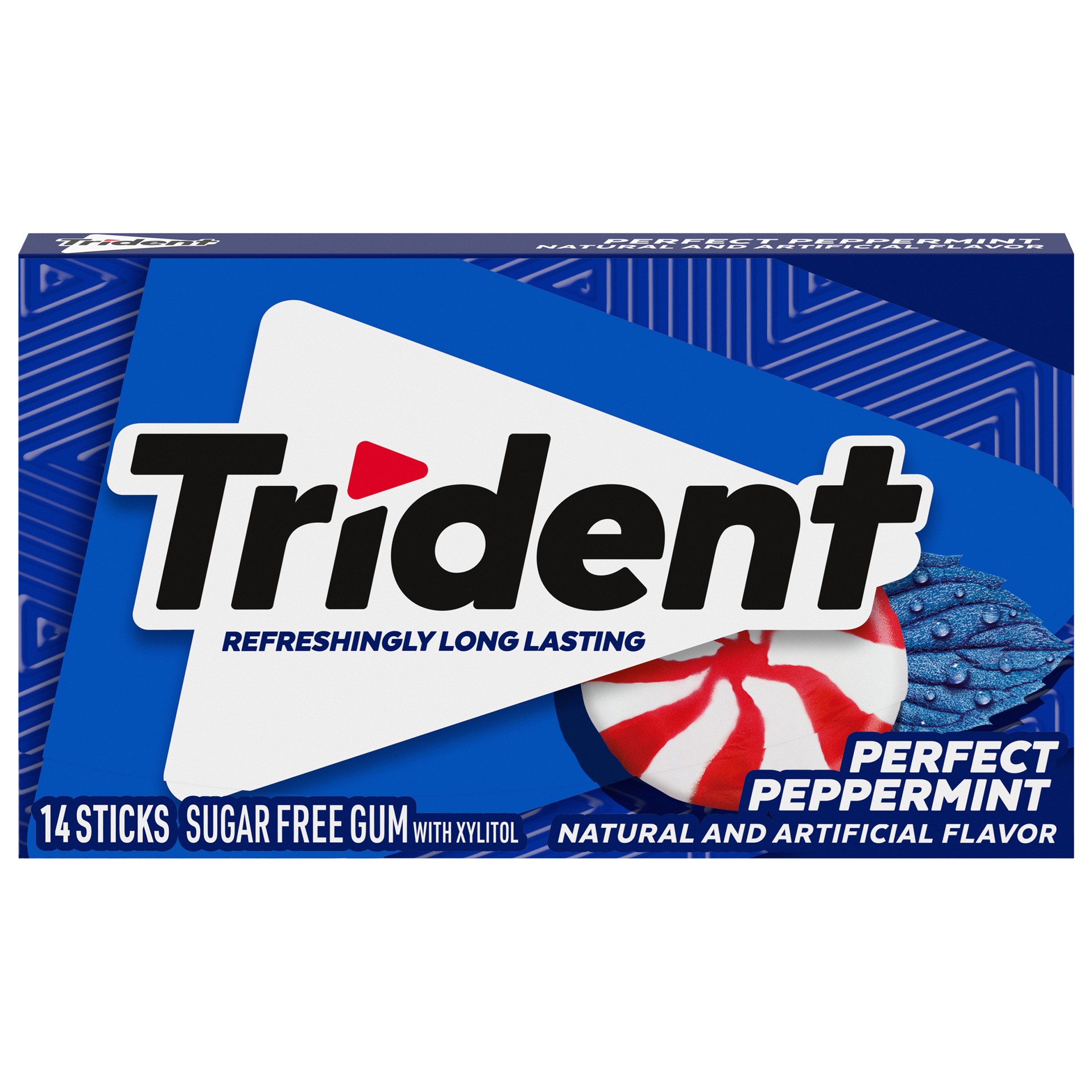 slide 1 of 9, Trident Perfect Peppermint Sugar Free Gum, 14 Piece Pack, 0.06 lb