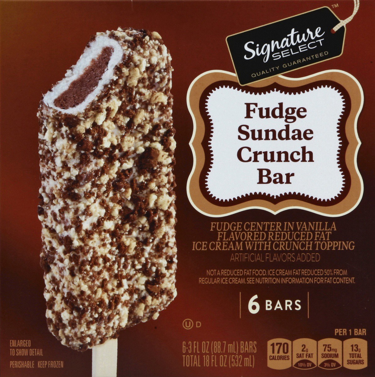 slide 2 of 4, Signature Select Fudge Sundae Crunch Bars 6 - 3 fl oz Bars, 6 ct