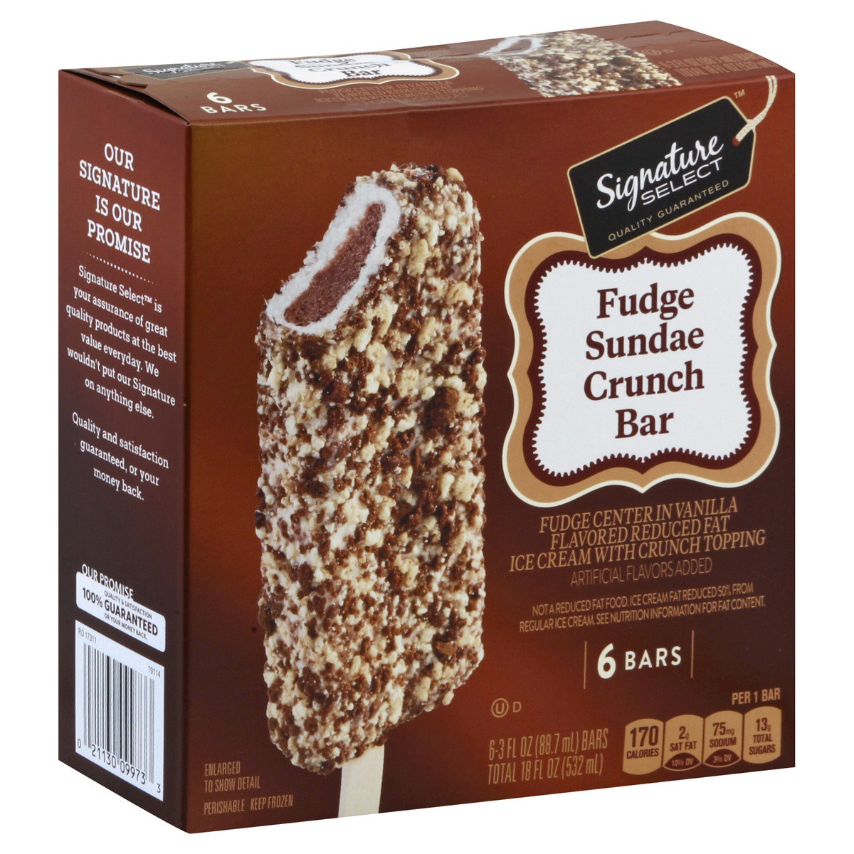 slide 1 of 4, Signature Select Fudge Sundae Crunch Bars 6 - 3 fl oz Bars, 6 ct