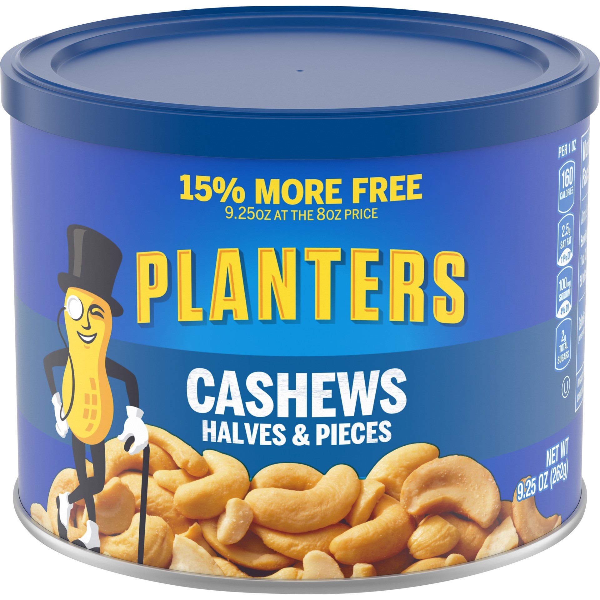 slide 1 of 9, Planters Cashews Halves & Pieces, 9.25 oz Canister, 9.25 oz