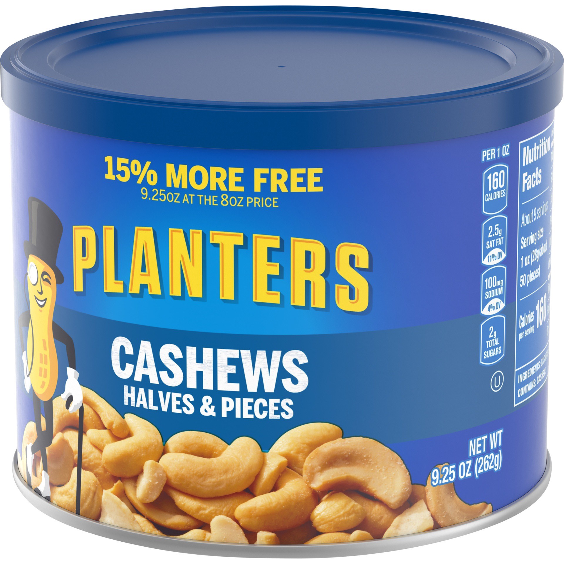 slide 5 of 9, Planters Cashews Halves & Pieces, 9.25 oz Canister, 9.25 oz