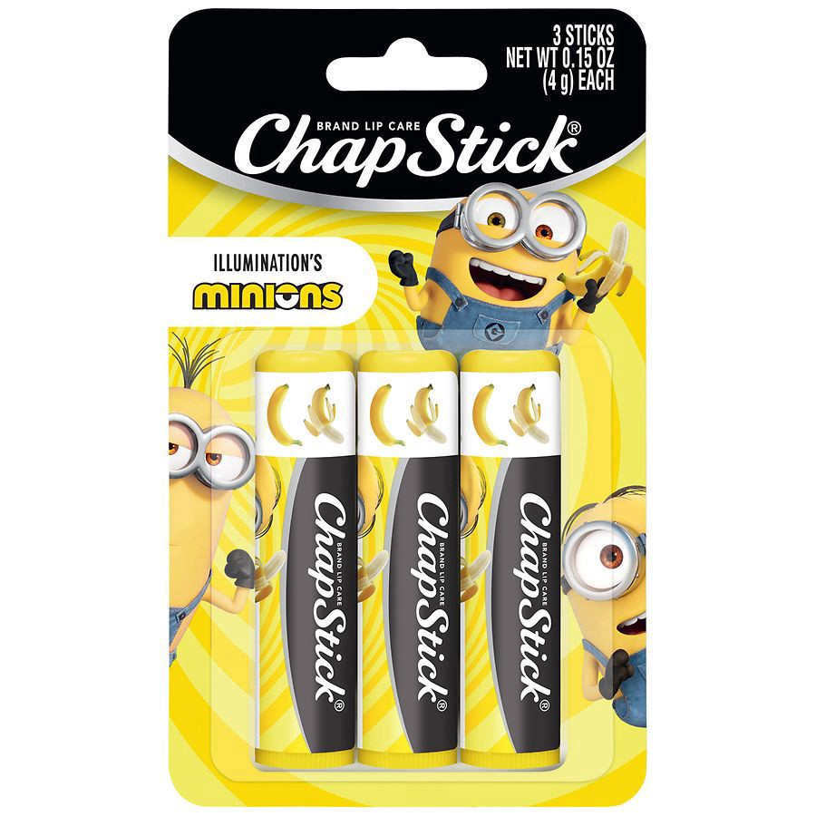 slide 1 of 5, Chapstick Minions Lip Balm, Moisturizing Lip Care for Dry, Chapped Lips Banana-nana, 3 ct; 0.15 oz
