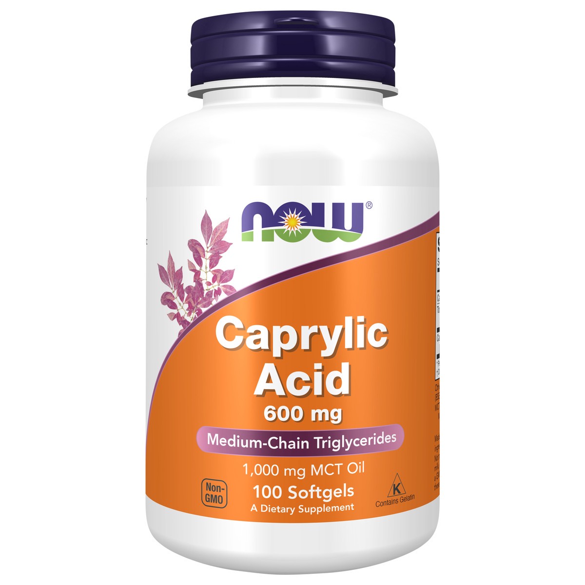 slide 1 of 4, NOW Caprylic Acid 600 mg - 100 Softgels, 100 ct