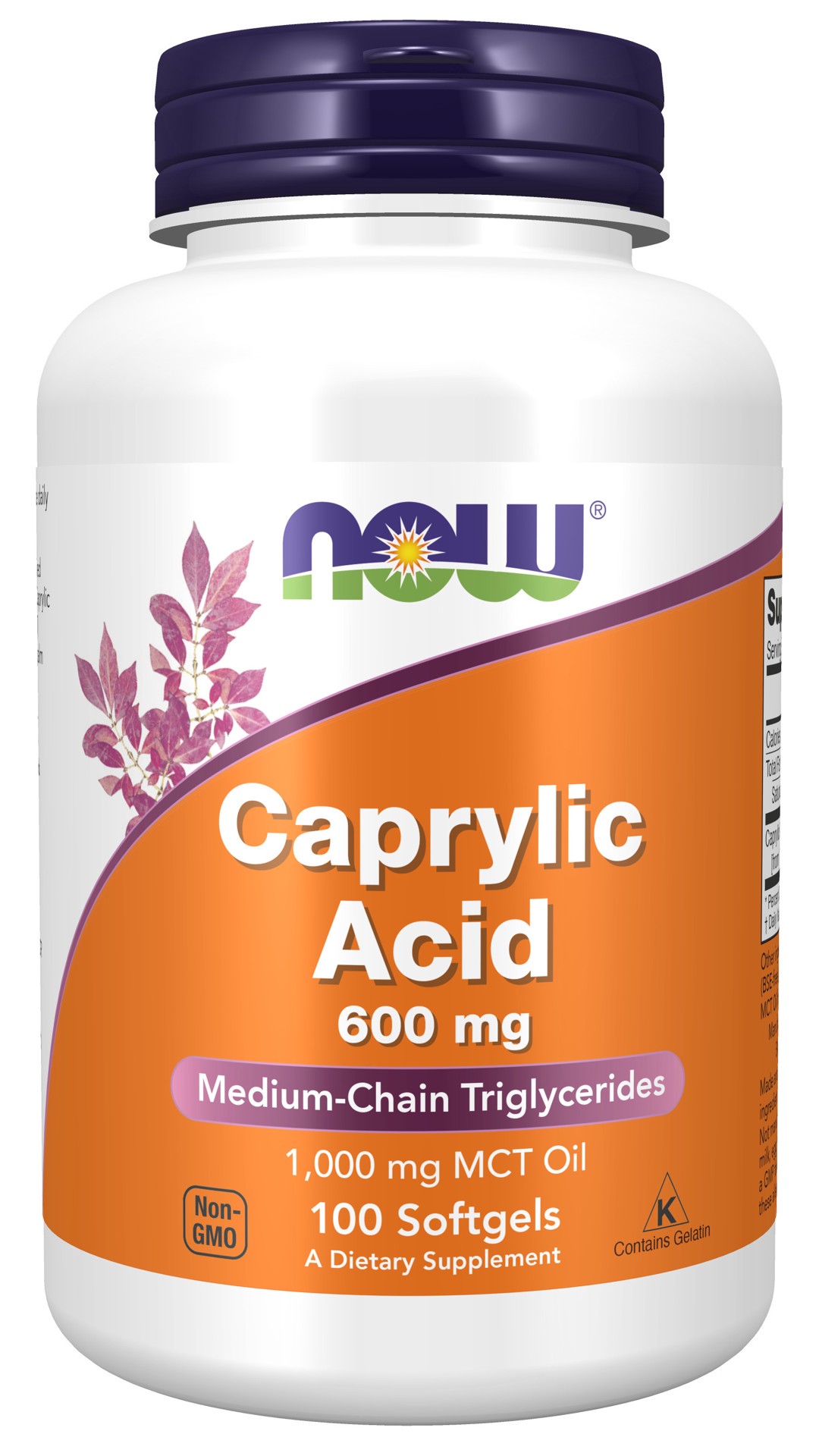 slide 1 of 4, NOW Caprylic Acid 600 mg - 100 Softgels, 100 ct