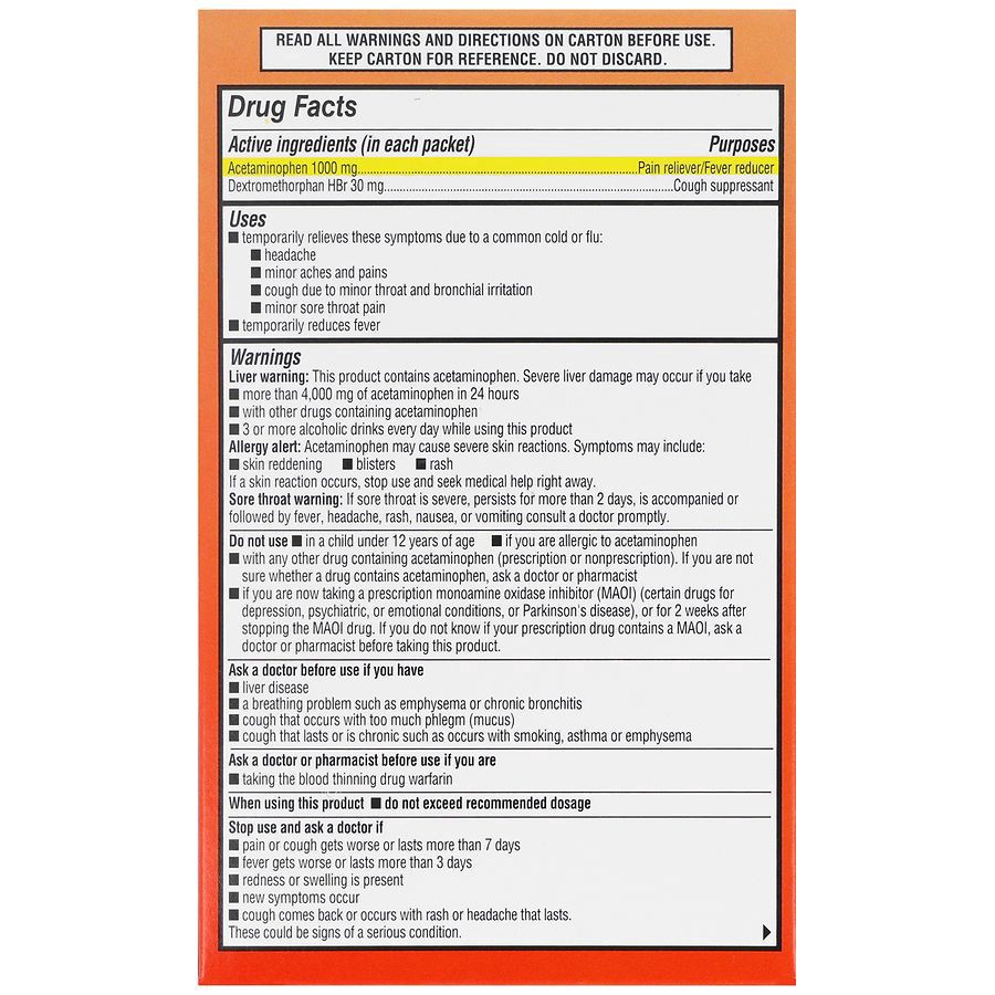 slide 4 of 5, Walgreens Daytime Flu Relief Packets Maximum Strength Honey Lemon, 6 ct