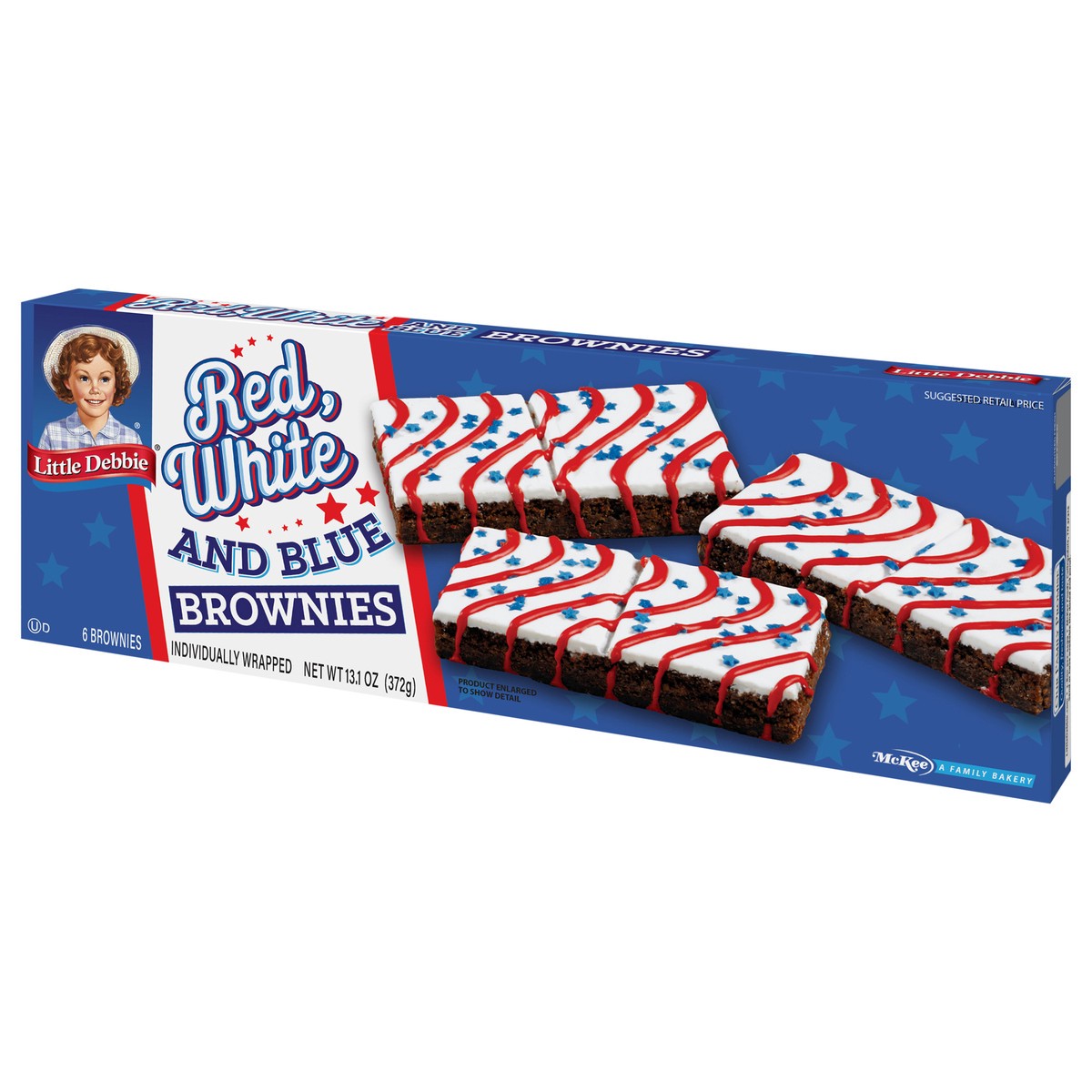 slide 4 of 12, Little Debbie Snack Cakes, Little Debbie Family Pack Red, White and Blue Iced Brownies, 6 ct